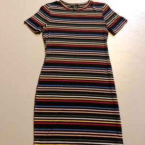 NEW Forever 21 Rainbow/Multicolor Striped Dress